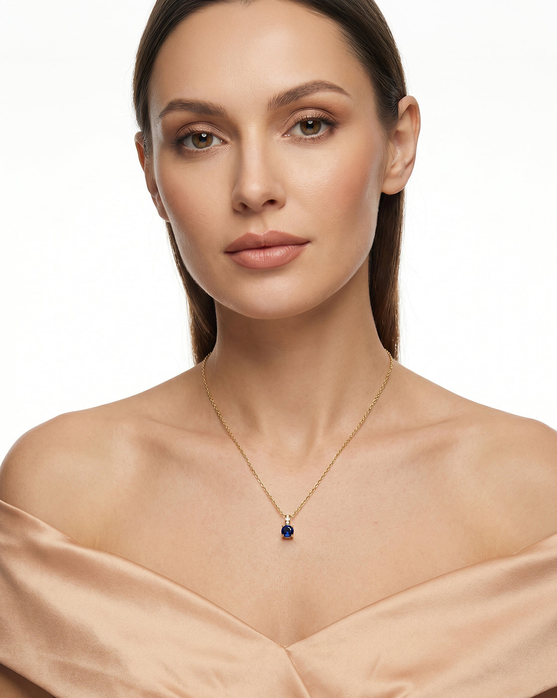 18kt Gold Plated CZ-Heart-Teardrop-Baguette &amp; Round Interchangeable Solitaire Pendant with Chain Necklace