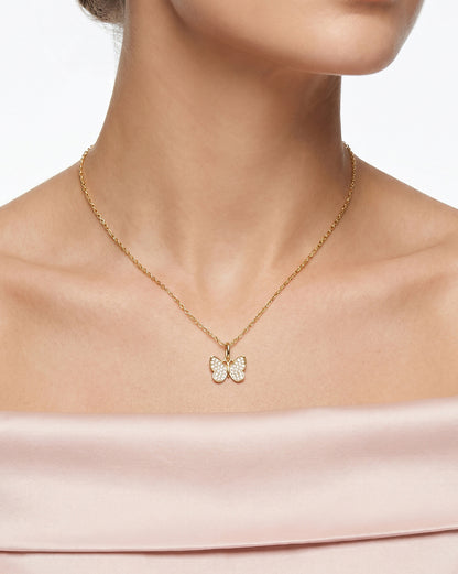 18kt Gold Plated CZ  4-Clover, Heart, Butterfly &amp; Leaf Interchangeable pendant with Chain Necklace