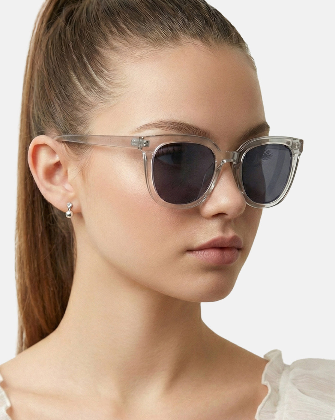 Women Green Toned Grey UV Protected Lens Cat Eye Sunglasses