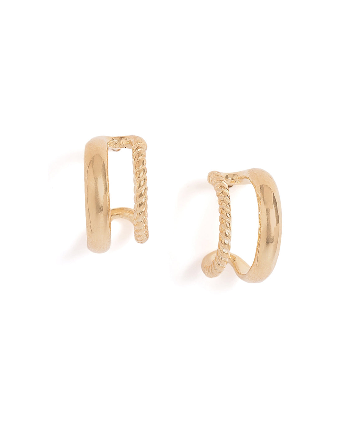 18kt Gold Plated Twisted Half Hoop Earring