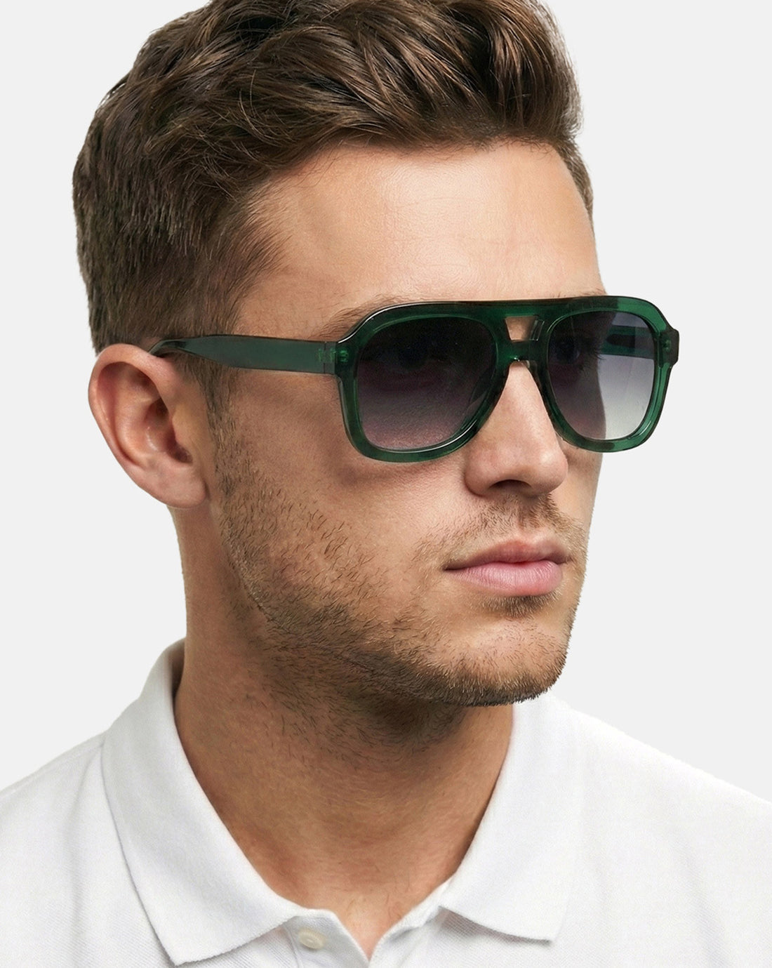 Men Green Toned Grey UV Protected Lens Aviator Sunglasses