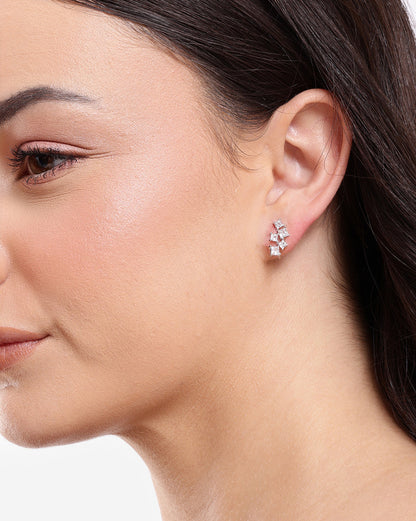 Silver Plated Dainty Sparkling CZ Studs