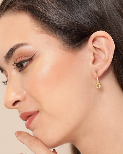 925 Sterling Silver 18kt Gold Plated Teardrop CZ Drop Earring
