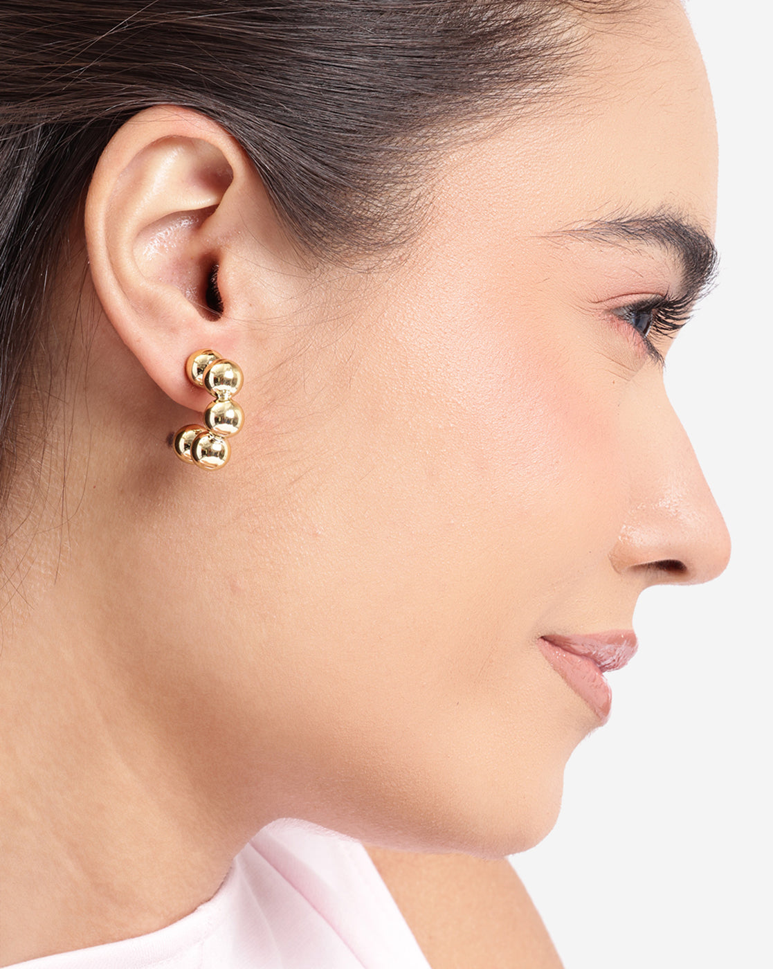 Gold Plated Bold Bubble Half Hoop Earring