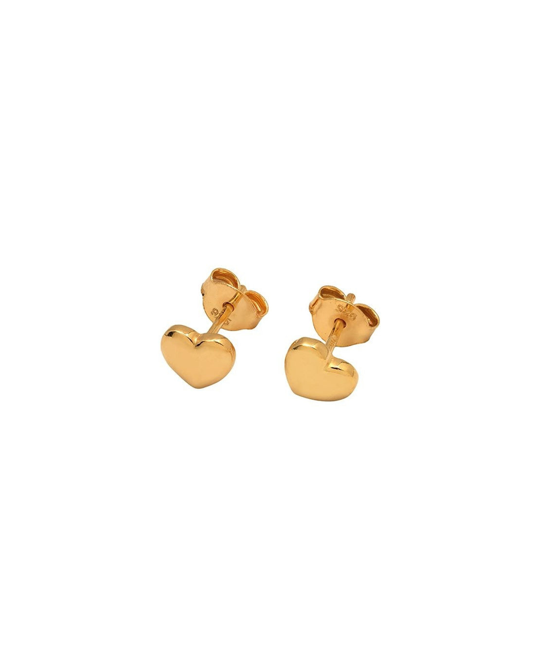 925 Sterling Silver 18kt Gold Plated Heart Mini Stud Earring