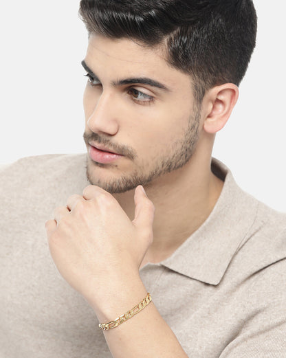 Men 18kt Gold Plated Link Figaro Bracelet with Gift Card