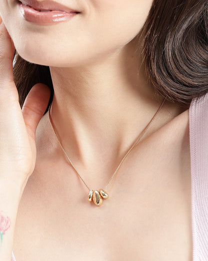 Gold Plated Sculptured Organic Pendant and Chain