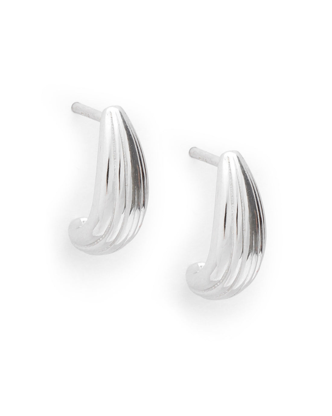 925 Sterling Silver Rhodium Plated Half Hoop Earring