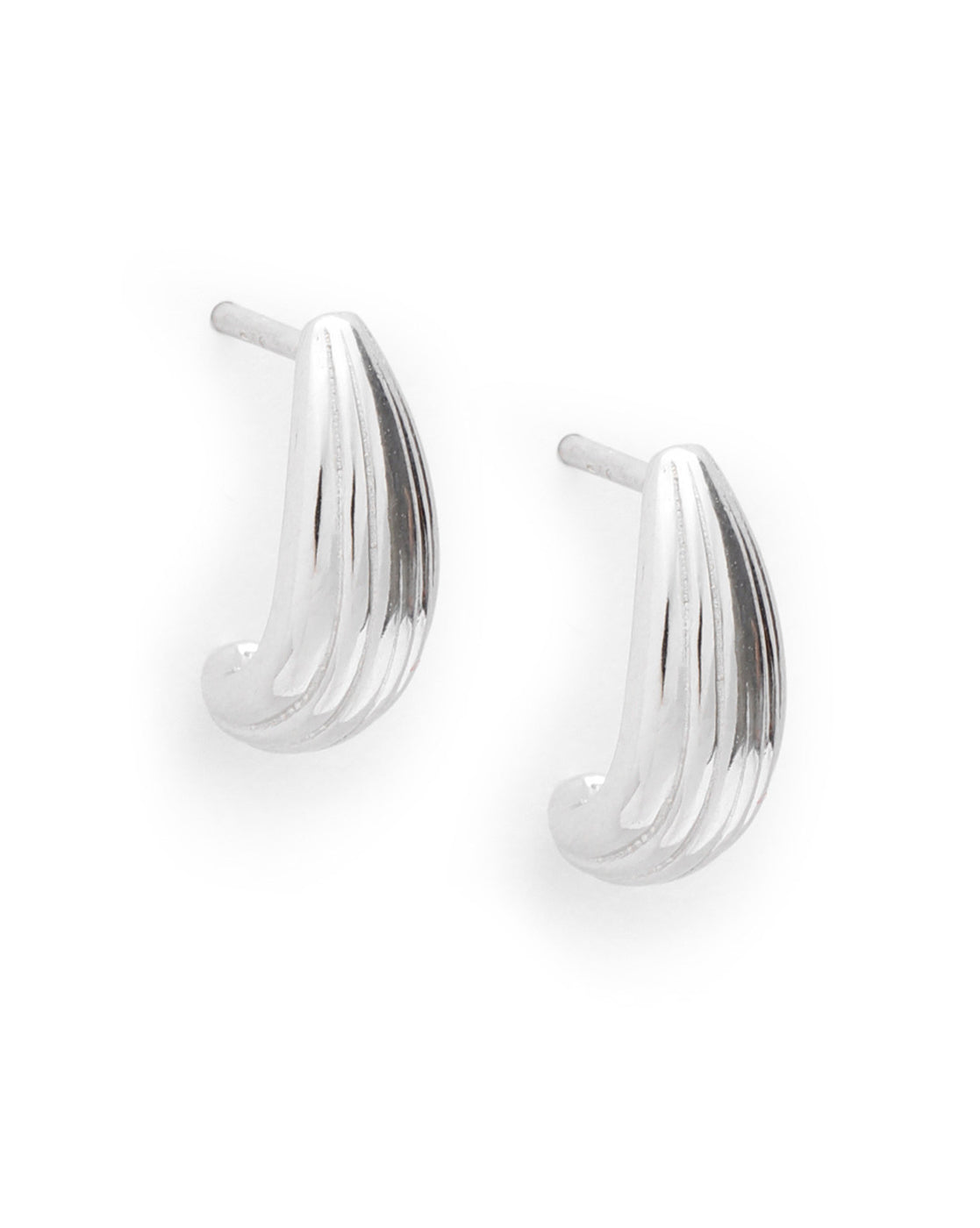 925 Sterling Silver Rhodium Plated Half Hoop Earring