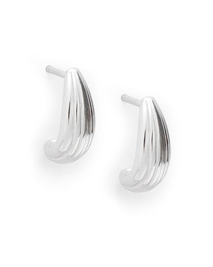 925 Sterling Silver Rhodium Plated Half Hoop Earring