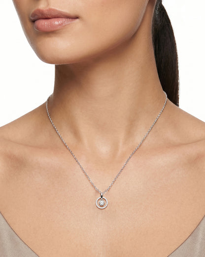 Premium Rhodium Plated Sparkle Solitaire CZ Pendant Chain