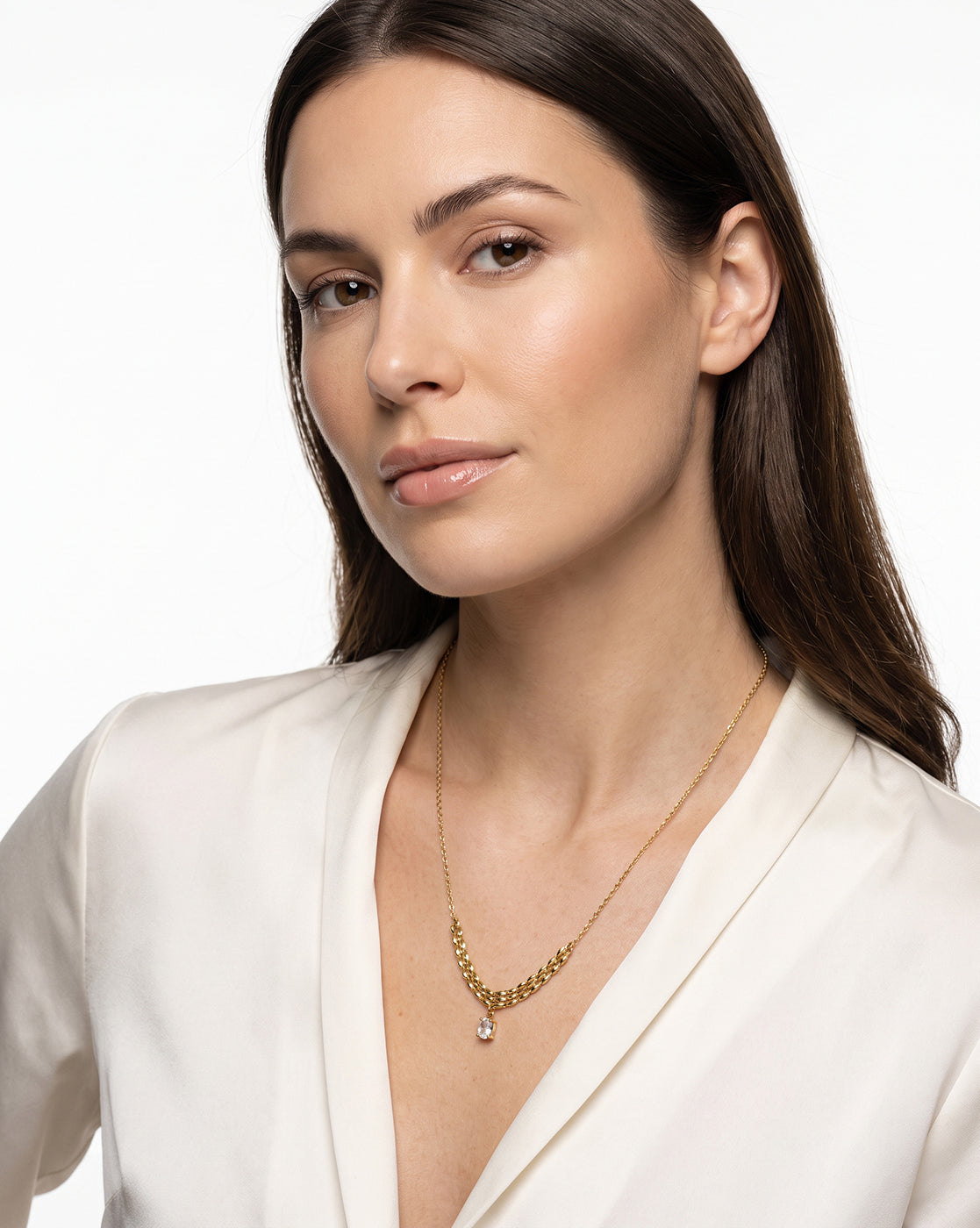 Gold-Plated Elegant Solitaire Drop Necklace