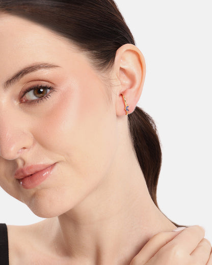 18kt Gold Plated Sapphire Studded Buttefly Ear Lobe Earring