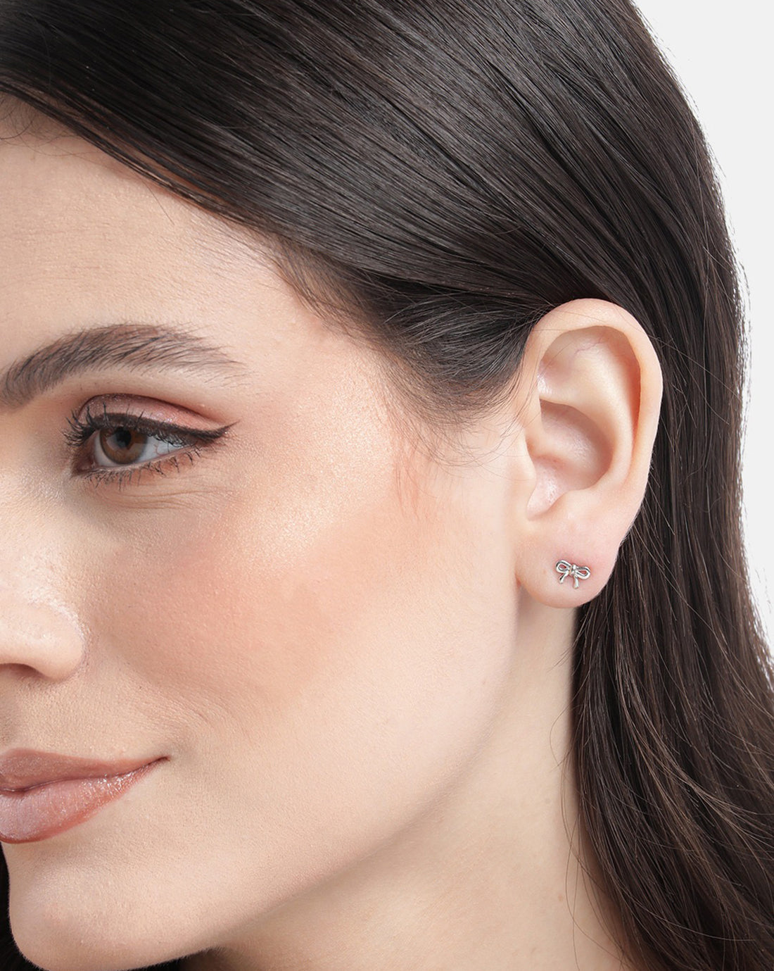 925 Sterling Silver Rhodium Plated BOW Mini Stud Earring
