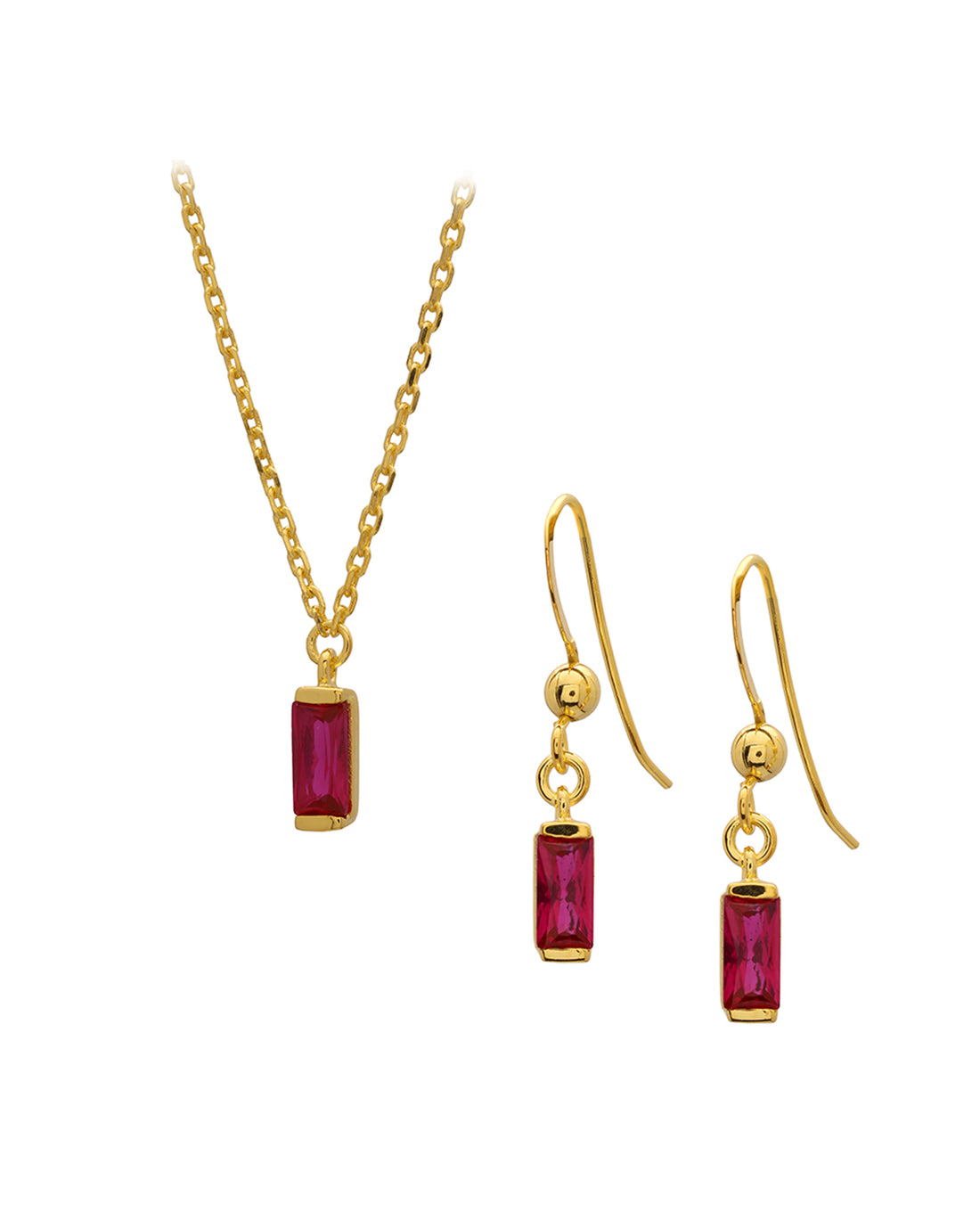 18kt Gold Plated Red CZ Jewellery Set