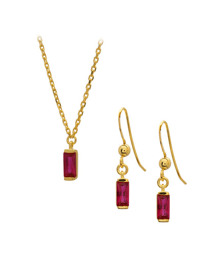 18kt Gold Plated Red CZ Jewellery Set