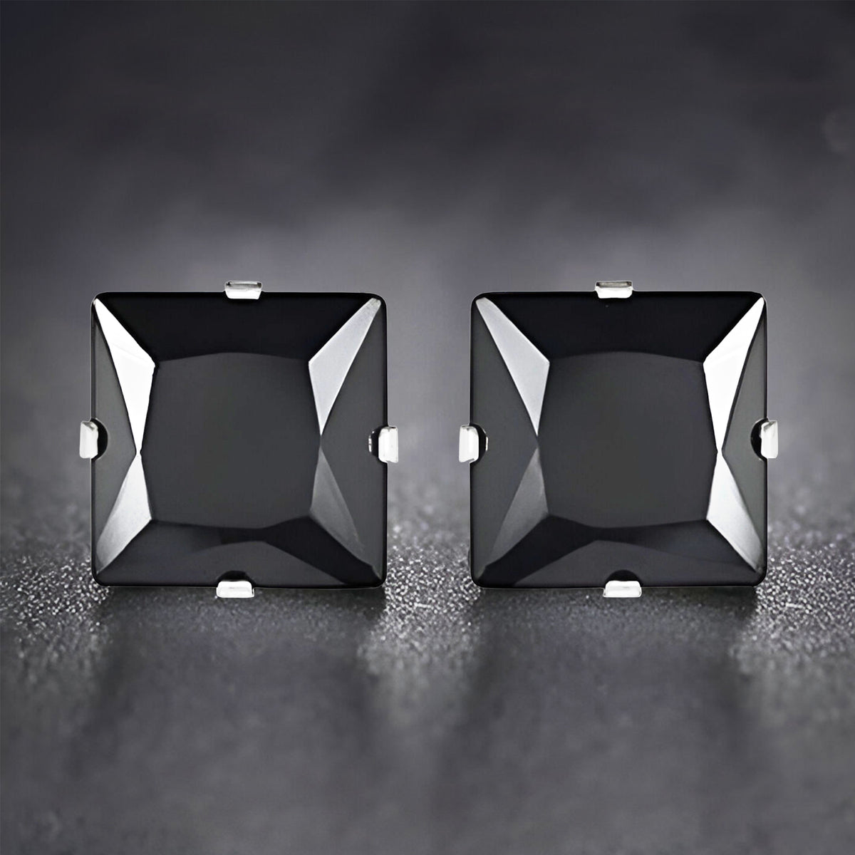 Men Black Crystal Stud Premium Earrings - CLJW-26