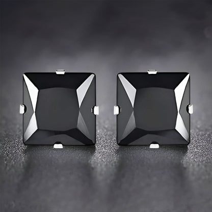 Men Black Crystal Stud Premium Earrings - CLJW-26