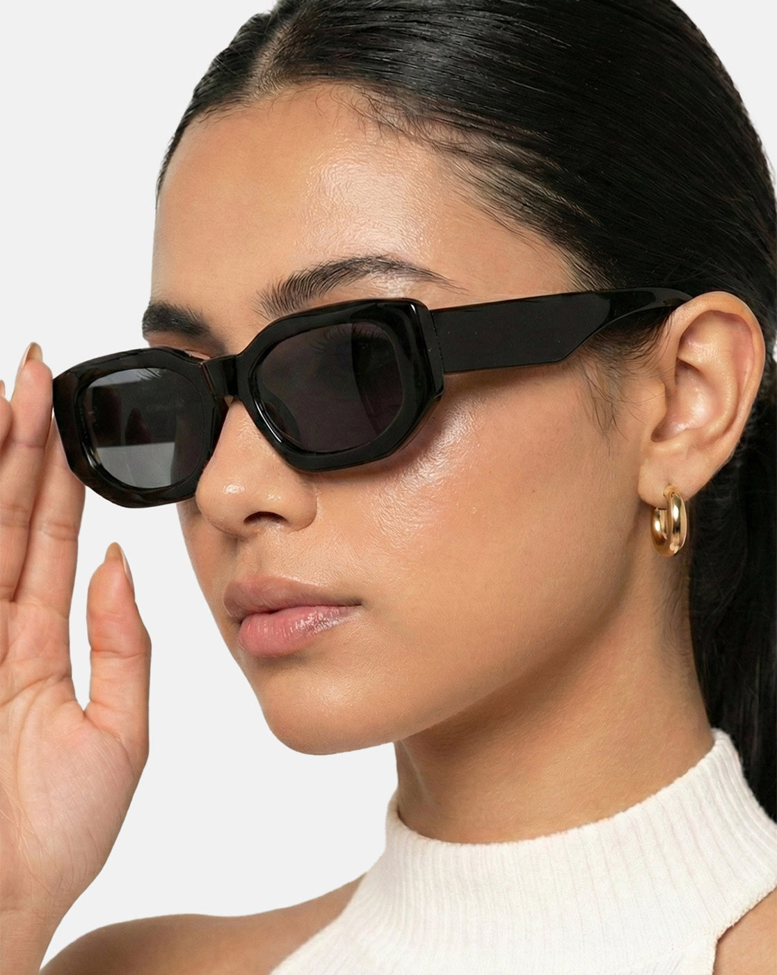Women Black Toned Blue UV Protected Lens Square Sunglasses