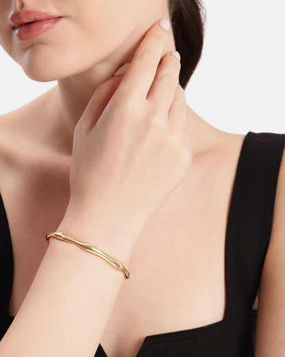 18kt Gold Plated Fluid Open Cuff Bangle