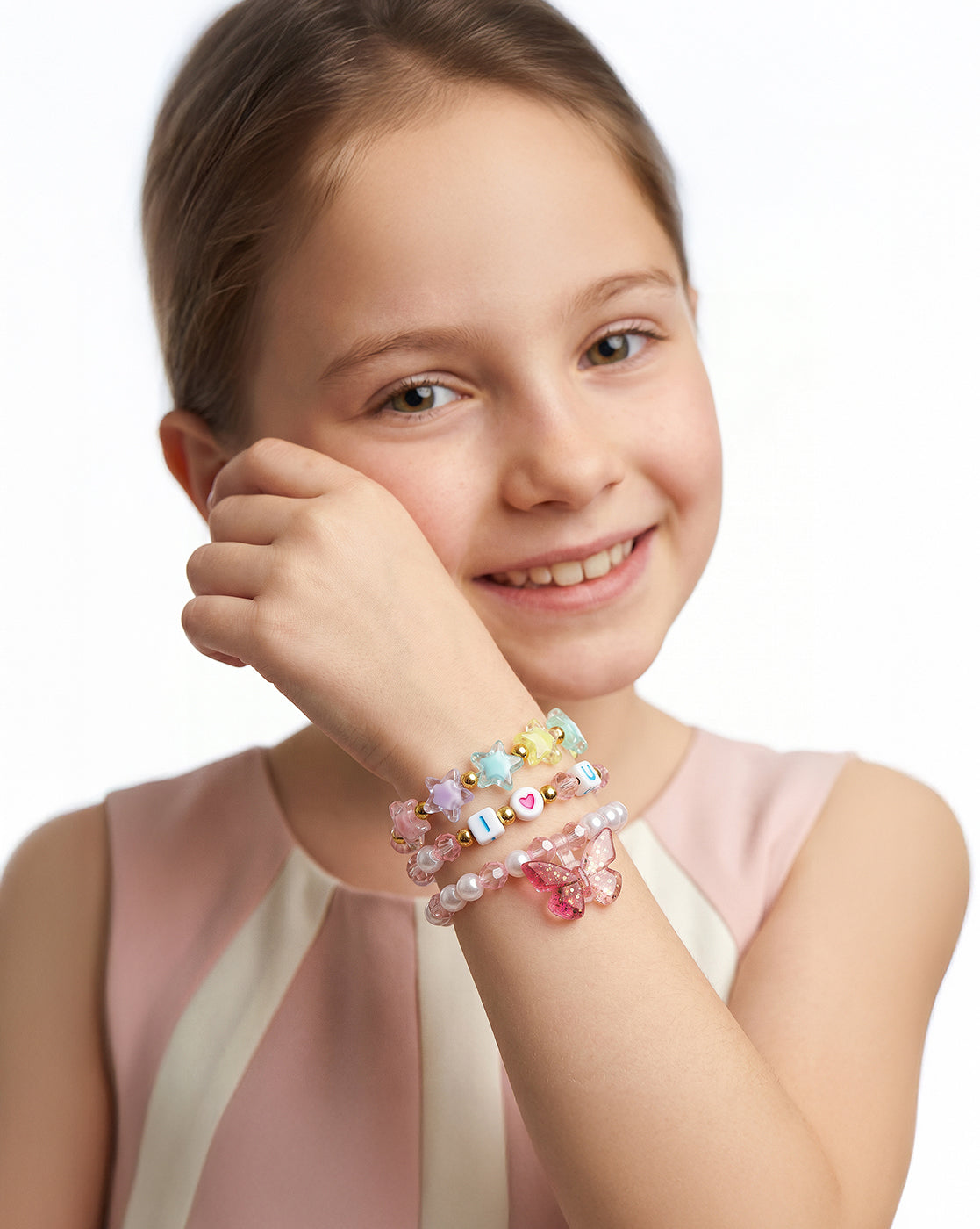 Girl Set of 3 Butterfly-Love Star Multi Charm Bracelet