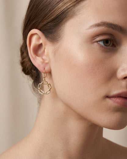 18kt Gold Plated CZ Interlocking Drop Earring
