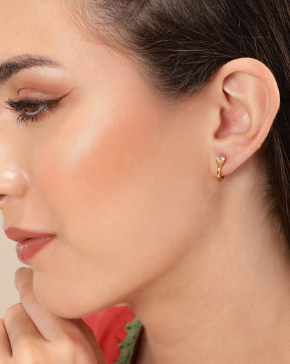 925 Sterling Silver 18kt Gold Plated CZ Circular Mini Hoop Earring
