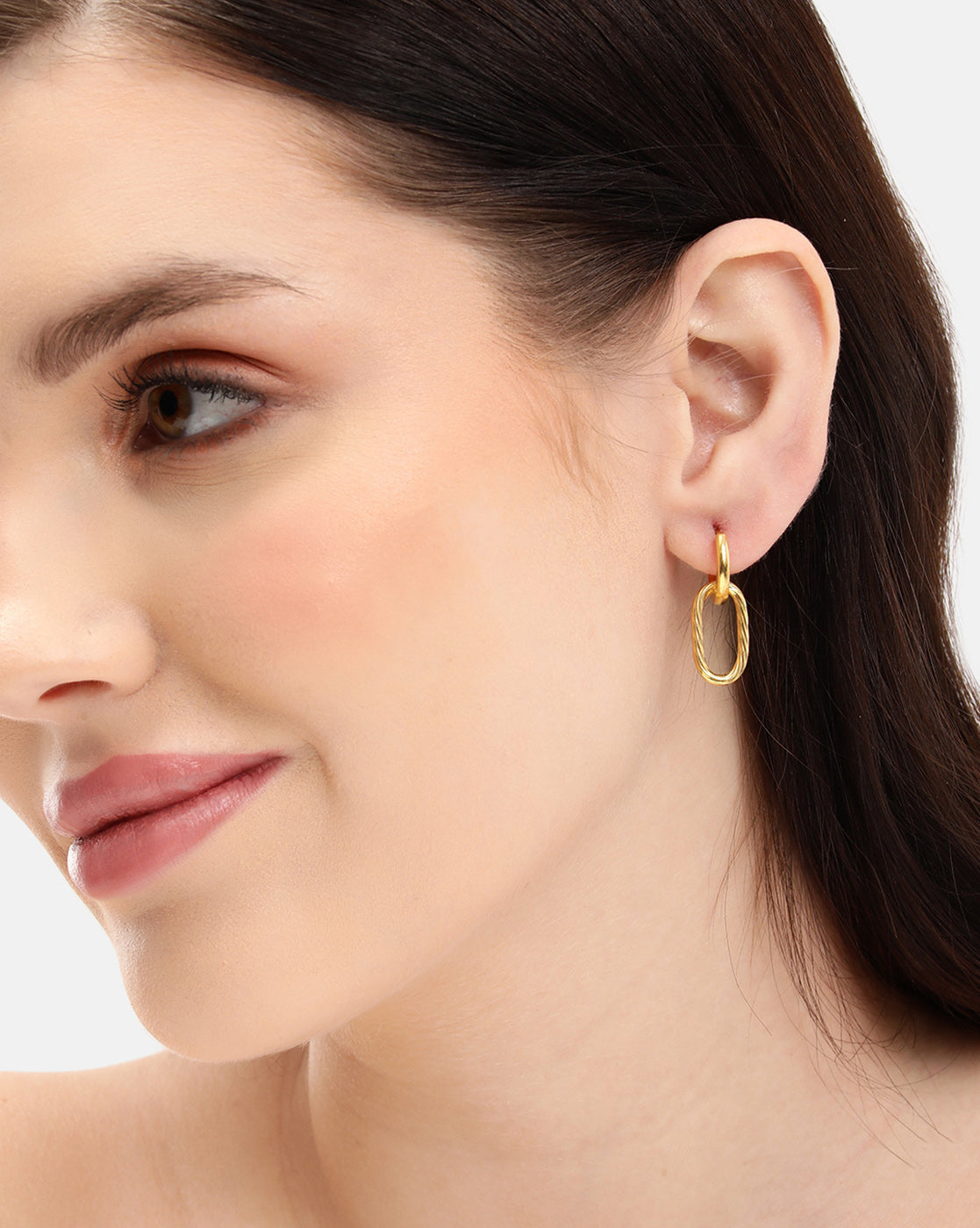 18kt Gold Plated Contemporary Interlocking Twisted Hoop Earring