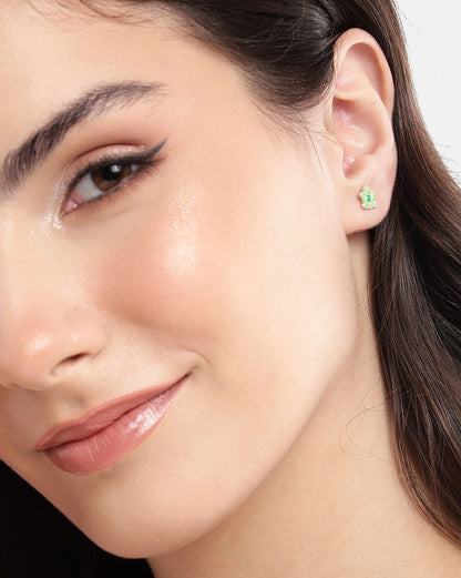 925 Sterling Silver Rhodium Plated Enamel Turtoise Mini Stud Earring