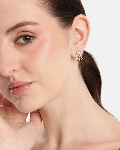 18kt Gold Plated CZ Star Half Hoop Earring