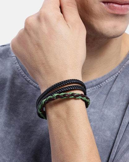 Men Set of 2 Bohemian Multistrand Faux Leather Bracelet