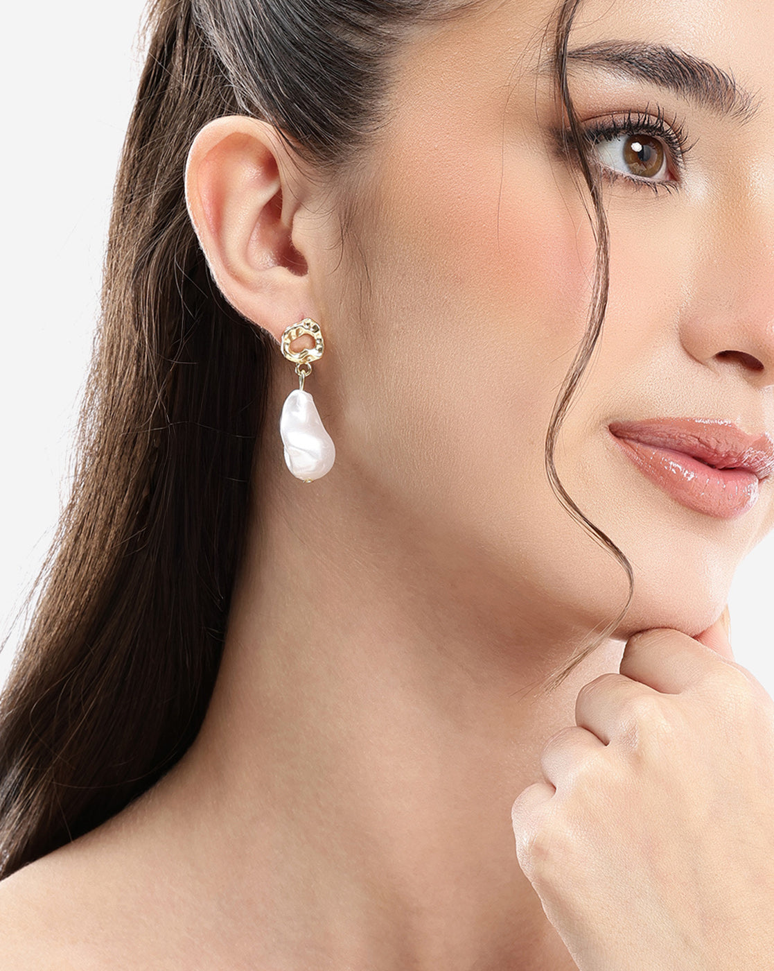 Gold Plated Hi-Fashion Baroque Pearl Earrings