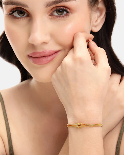 18kt Gold Plated Love Knot Mesh Chain Wraparound Adjustable Bracelet