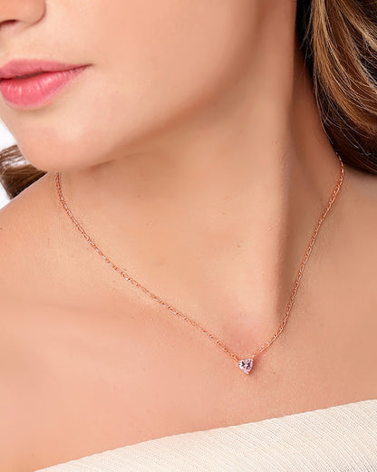 18kt Gold Plated Dangling Solitaire Heart Necklace