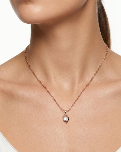 18kt Rose Gold Plated Contemporary Solitaire Pendant with Chain