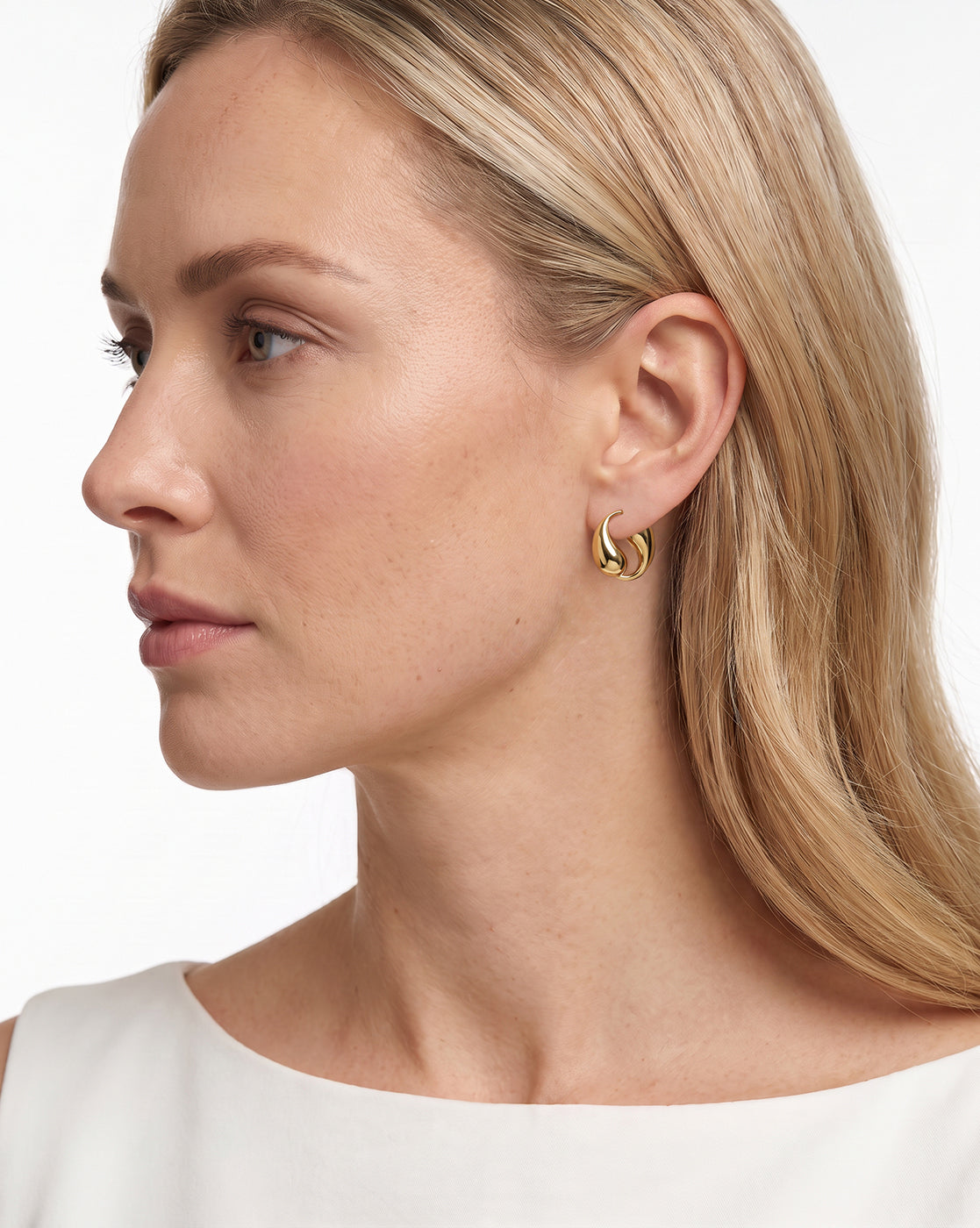 Premium Gold Plated Yin-Yang Teardrop Hoop Earring