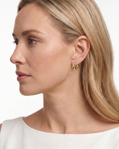 Premium Gold Plated Yin-Yang Teardrop Hoop Earring