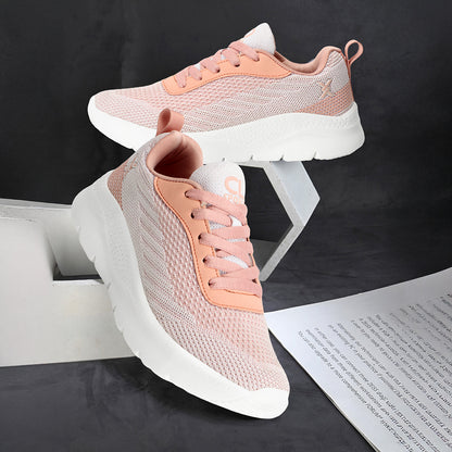 Women Mesh Flyknit Technology Lace-Up Sports Shoes