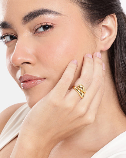 Gold Plated Modern Sculptured Adjustable Ring