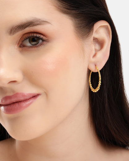 18kt Gold Plated Designer Bubble Hoop Earring