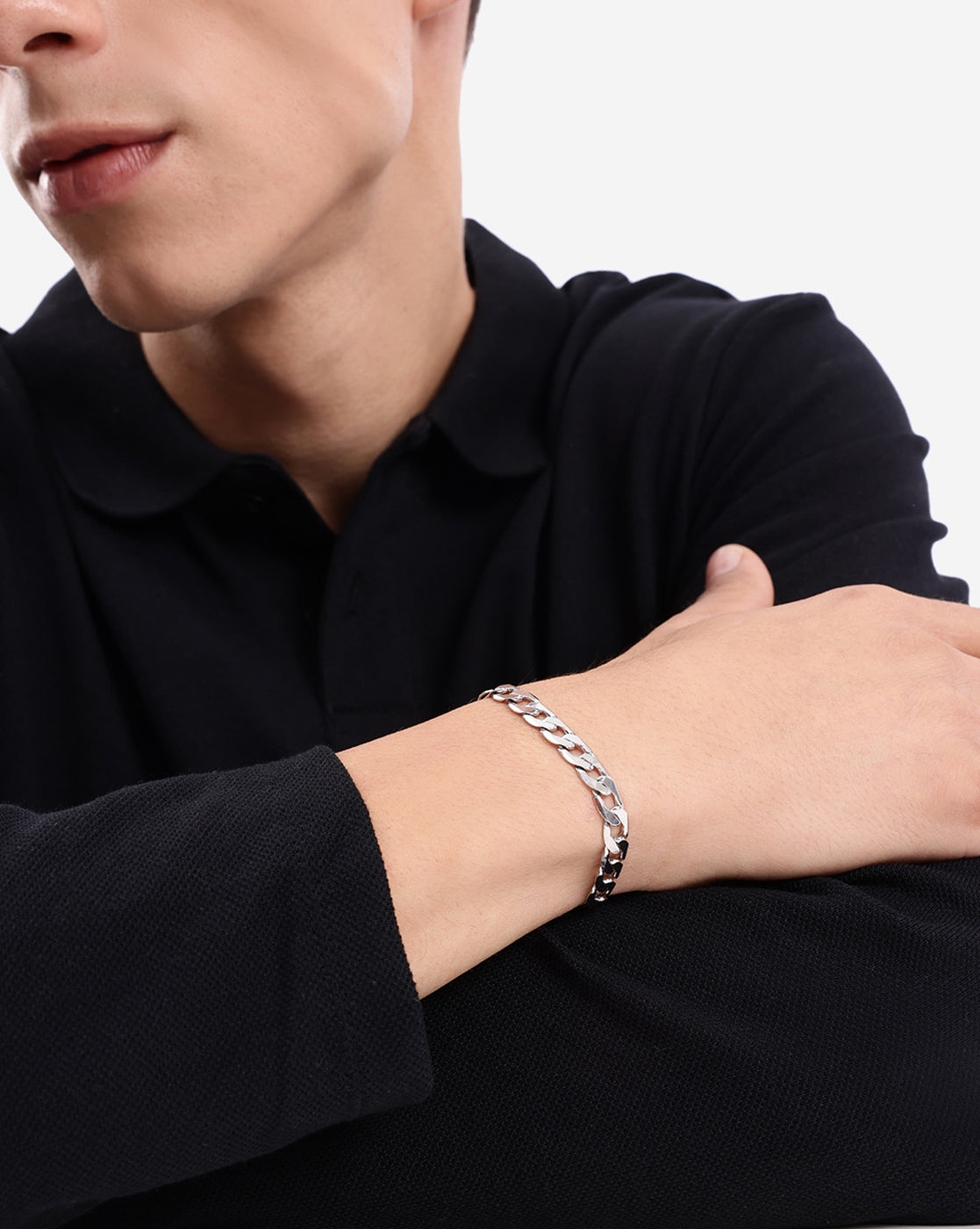 Men Rhodium Plated Bold link Bracelet