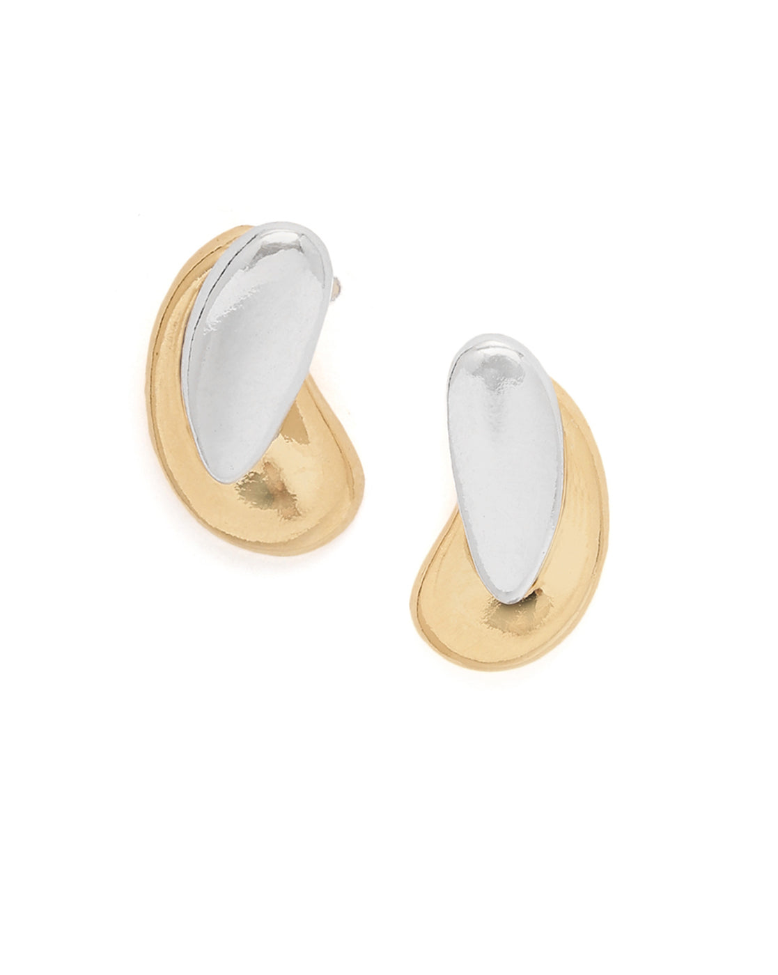 Two Toned Plated Tear Drop Stud Earring
