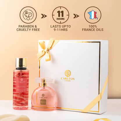 Women Gift Set Of 2 Blush Perfume 100Ml + Blush &amp; Tease Body Mist 250Ml