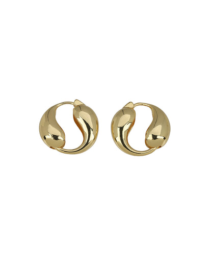 Premium Gold Plated Yin-Yang Teardrop Hoop Earring