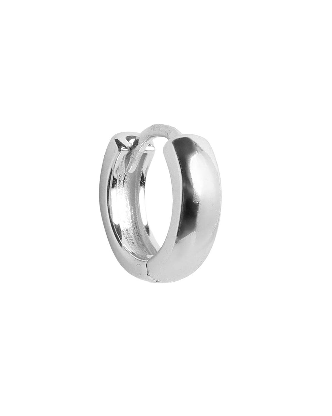 Rhodium Plated Minimal Circular Hoop Earring for Men