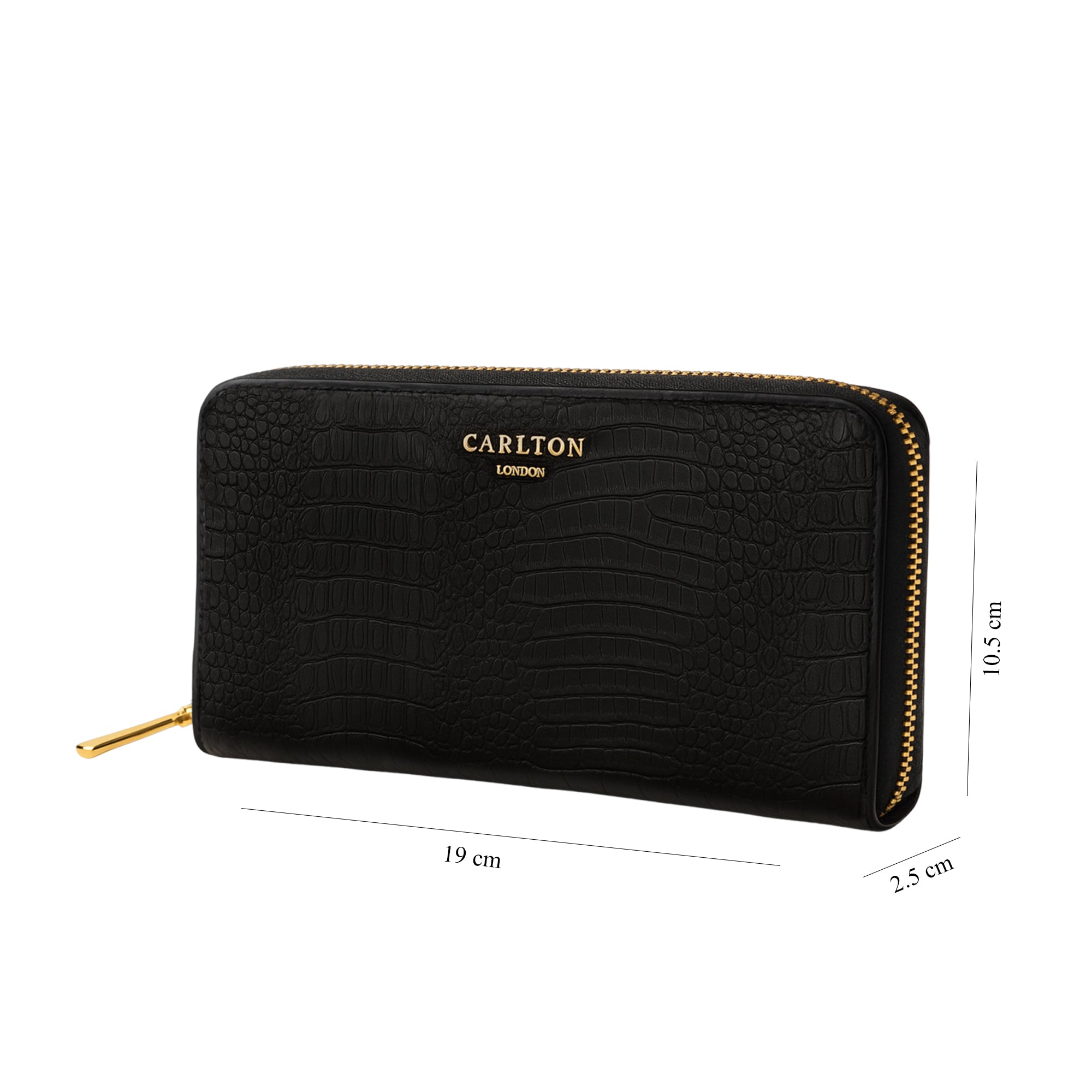 Carlton London Chloe Zip Around Textured Wallet  Black CLHB 27