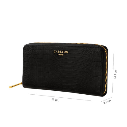 Carlton London Chloe Zip Around Textured Wallet  Black CLHB 27