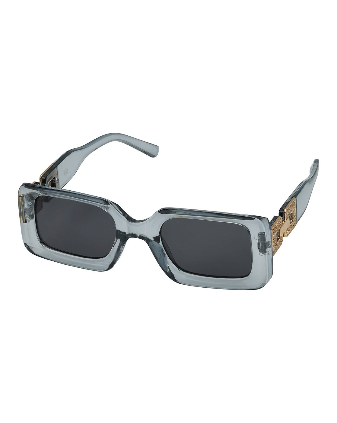 Women Grey &amp; Gold Toned UV Protected Black Lens Square Sunglasses