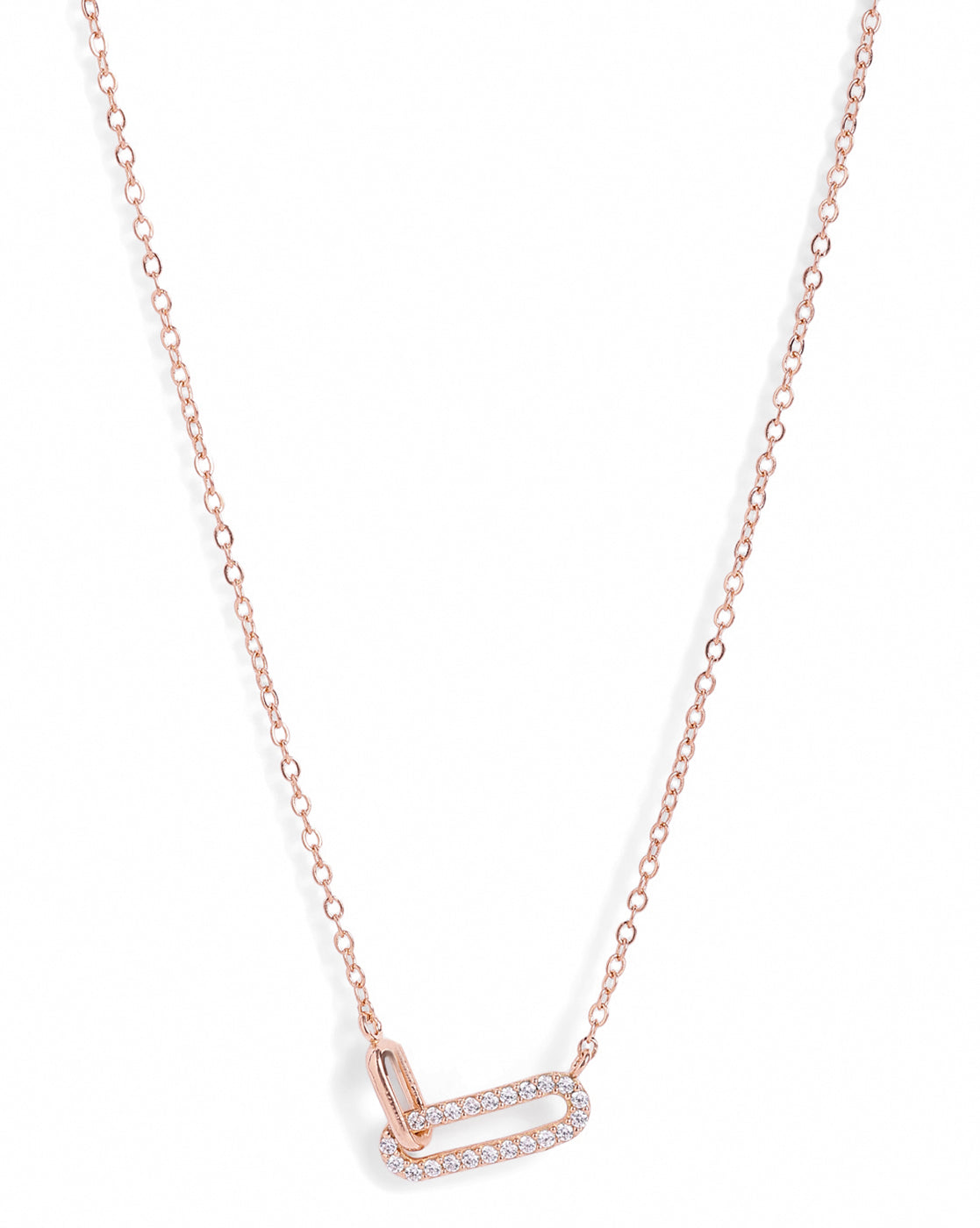 18kt Rose Gold Plated CZ Link Interlocking Necklace