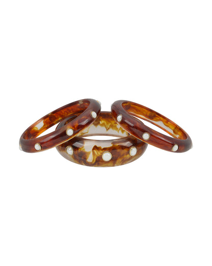Set of 3 Fashionable Resin Bangle with Faux Pearl